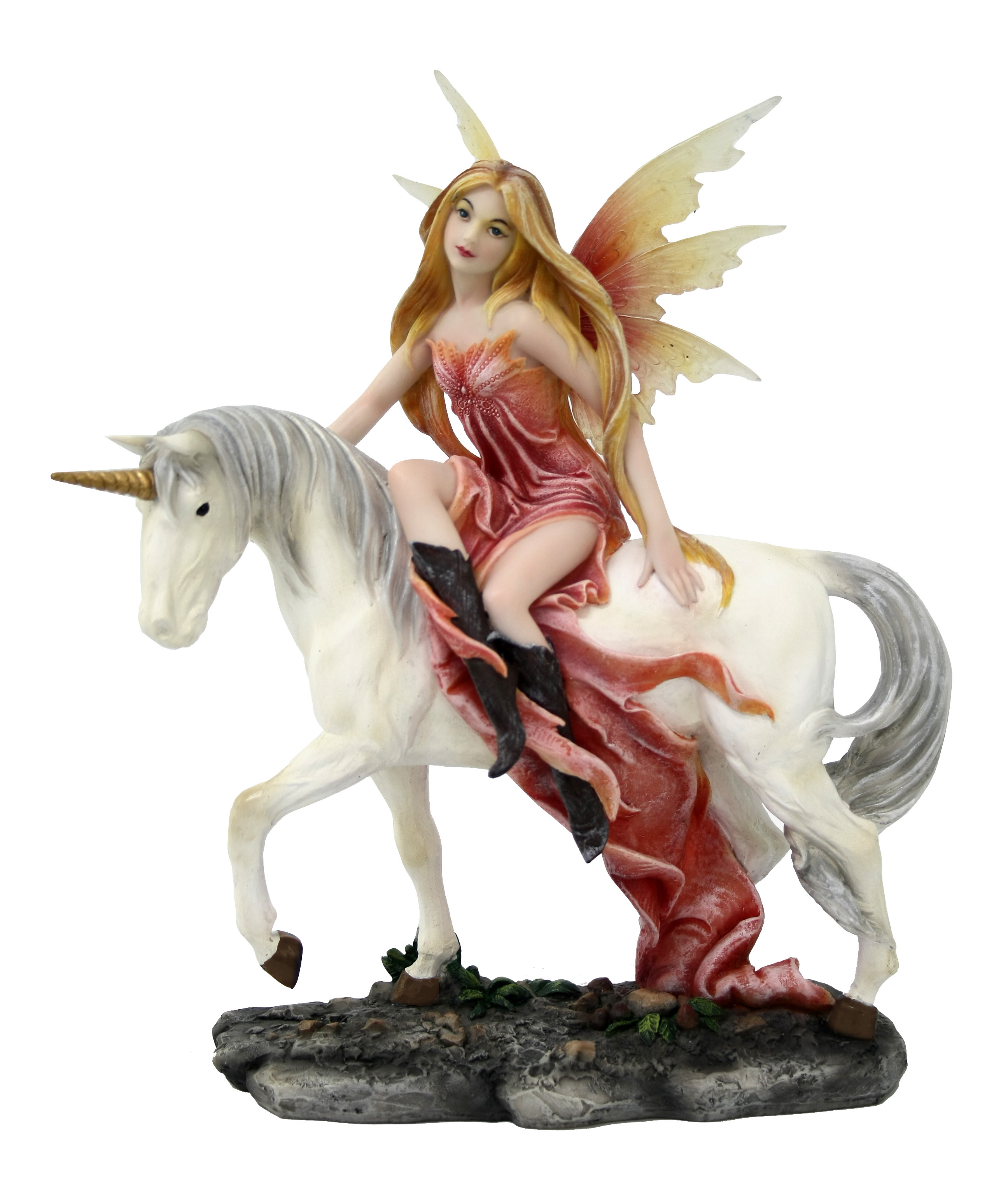 Fatina Dei Ghiacciai Su Unicorno H Cm. 27,50